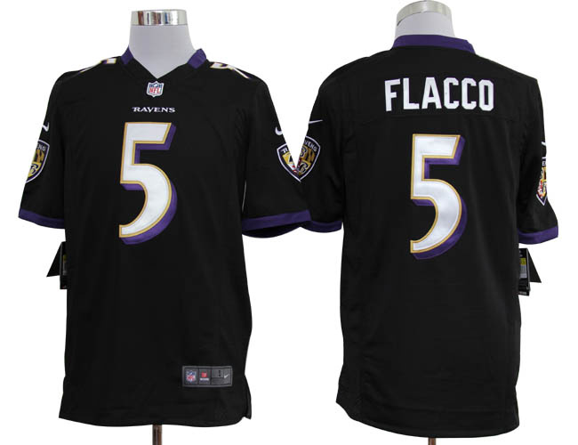 NFL Baltimore Ravens 5 Flacco Mens Black jersey